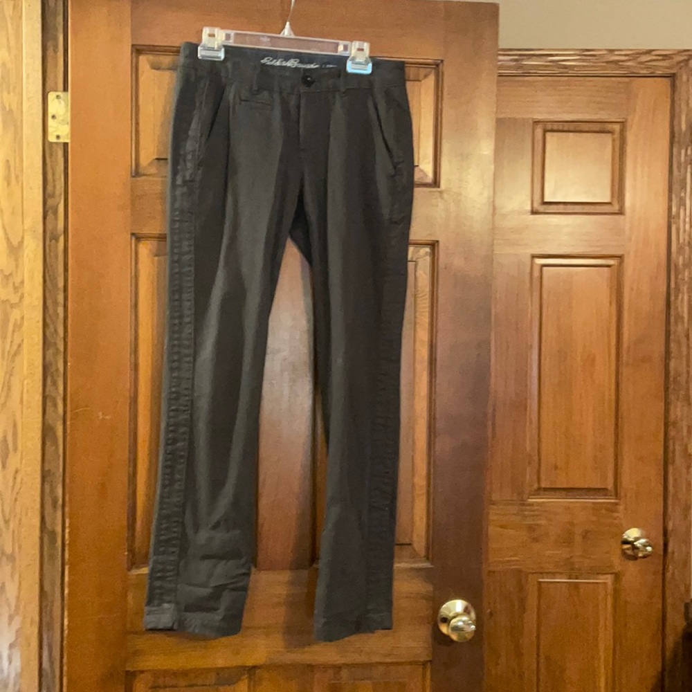 Charcoal gray Eddie Bauer straight leg chino pants